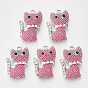 Alloy Rhinestone Enamel Kitten Pendants, Bumpy, Cat Shape, Platinum