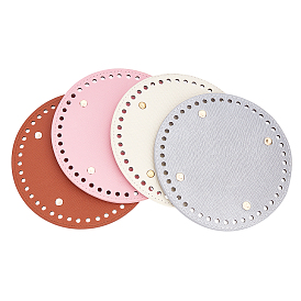 4pcs 4 couleurs cuir pu fond plat rond, pour sac à tricoter, accessoires de bricolage fait main