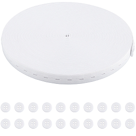 20шт. пуговицы из смолы с 30м полипропиленовым и полихлопковым плоским эластичным шнуром, регулируемая лента, для удлинителей пуговиц брюк