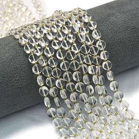 Синтетический кристалл кварца бусины нити, с бисером, граненый ромб, плоско-круглые