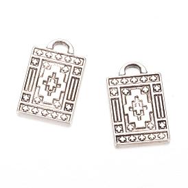 Tibetan Style Alloy Pendants, Rectangle with Cross, Cadmium Free & Nickel Free & Lead Free