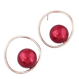 Chic Pearl Metal Earrings with Sweet and Minimalist Design - 0550