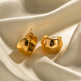 Earrings 18k gold stainless steel curved chubby earrings earrings earrings do not fade women's earrings