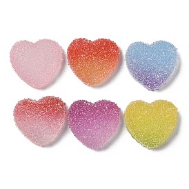Resin Decoden Decoden Cabochons, Imitation Candy, Two Tone, Gradient Color, Heart