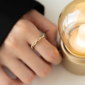 Exquisite Zircon Twisted Ring with Light Luxury and Fairy Style - 16K Gold Plated