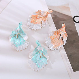 Tropical Fish Earrings - Alloy Painted Exaggerated Animal Ear Accessories, European and American Summer.