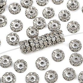 Латунные бусины разделители для поставки стразов, класс А, волнистый край, Платиновый металл, рондель