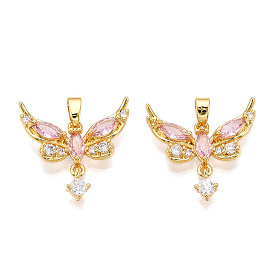 Латунные микро проложить кубического циркония подвески, без кадмия и без свинца, бабочки прелести