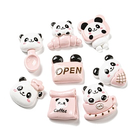 Panda Theme Opaque Resin Cabochons, Pink, Mixed Shapes