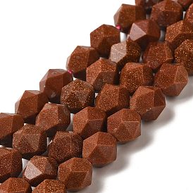 Synthetic Goldstone Beads Strands, Star Cut Round Beads, Faceted