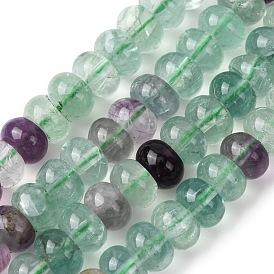 1 нити натуральных разноцветных флюоритовых бусин, рондель