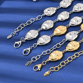 316l цепочка из хирургической нержавеющей стали с плоскими текстурированными звеньями в форме капли