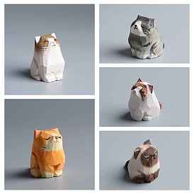Sitting Cat Figurines, Miniature Ornaments, Wood Display Decorations, for Home Decoration