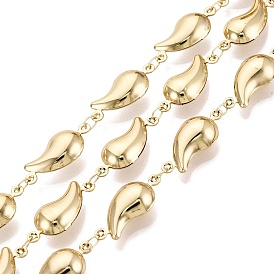 304 Stainless Steel Link Chains, Magatama, Soldered, with Spool