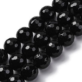 Нити бусин из натурального полосчатого агата (окрашенного и нагретого), граненые, круглые