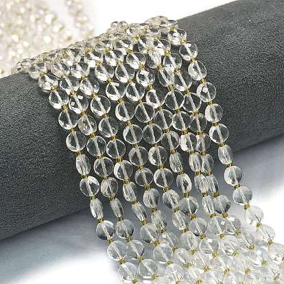 Синтетический кристалл кварца бусины нити, с бисером, граненый ромб, плоско-круглые