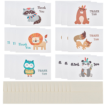 CRASPIRE Envelope and Animal Pattern Thank You Cards Sets, for Mother's Day Valentine's Day Birthday Thanksgiving Day