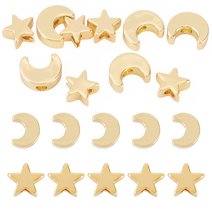 10 шт 2 стили латунные бусины, звезда и луна