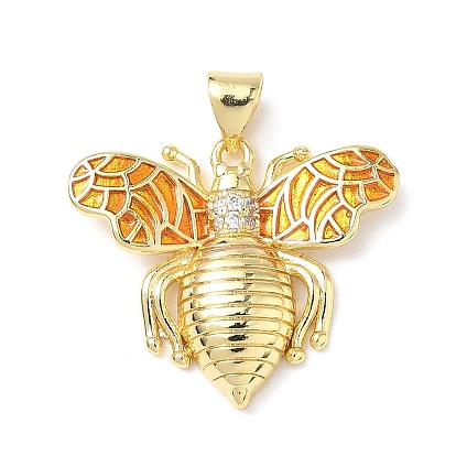 Латунные подвески с микропаве из кубического циркония и эмали, насекомые талисманы, без свинца и без кадмия, долговечный, стойки покрытие