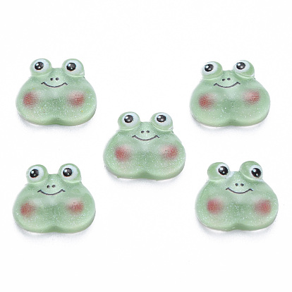 Translucent Resin Decoden Cabochons, Printed, Frog
