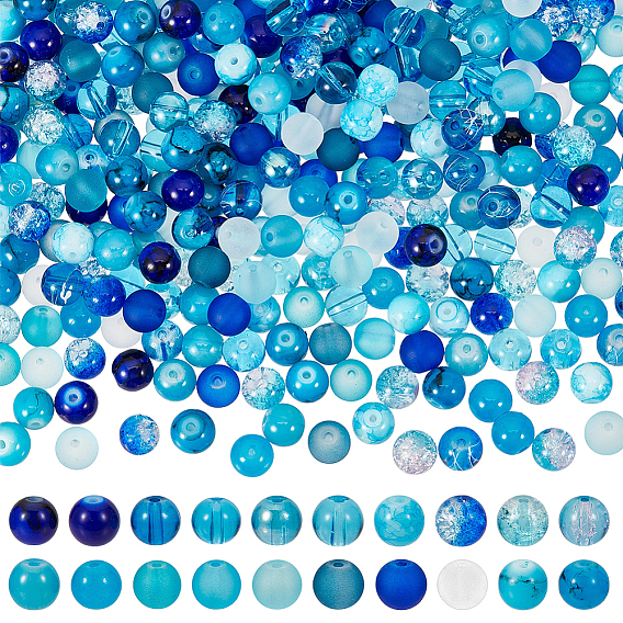 600 piezas 20 estilos pintura para hornear estilos mixtos cuentas de vidrio, rondo, para hacer bisutería