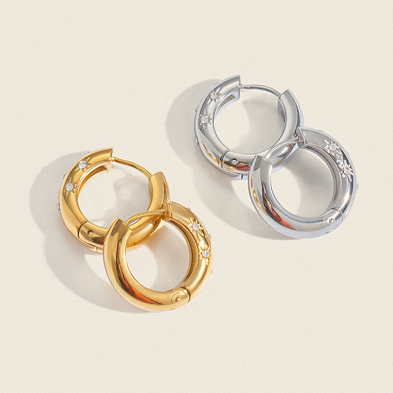 304 серьги-кольца со звездами из нержавеющей стали