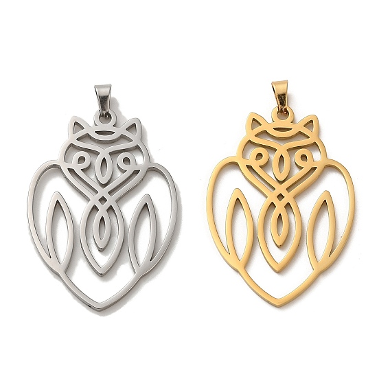 Pendentifs en acier inoxydable, Coupe au laser, charme de hibou creux