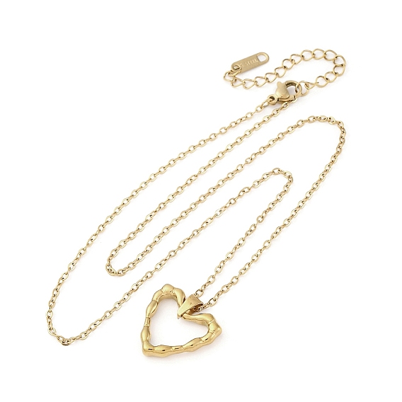 Текстурированный контур сердца 304 ожерелья с подвесками из нержавеющей стали, ионное покрытие (ip)