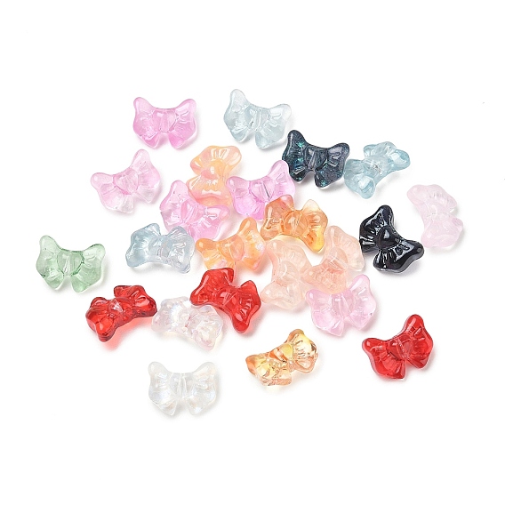 Baking Paint Transparent Glass Beads, Bowknot