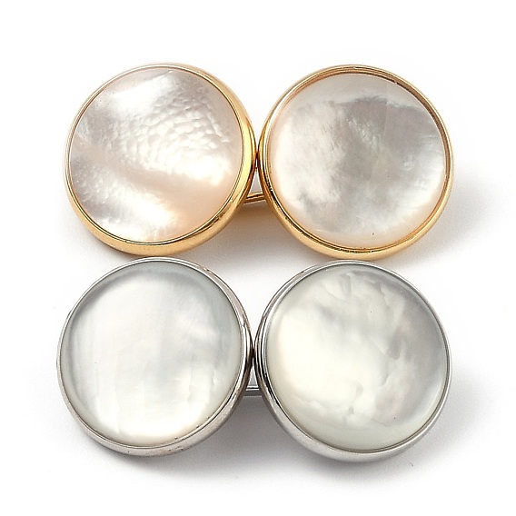 Natural Shell Cufflinks, Cuff Button, with Brass Findings for Apparel Accessories