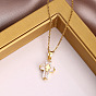 304 Stainless Steel Pave Clear Cubic Zirconia Religion Cross Pendant Necklaces for Women