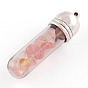Wishing Glass Bottle Pendants, with Chip Gemstones Beads inside and Antique Silver Tone Alloy Findings, 48x13mm, Hole: 1.5mm