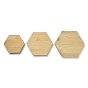 3Pcs 3 Sizes Bamboo with PU Leather Jewelry Display Tray Sets, Hexagon