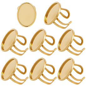 8шт. 304 компоненты кольца из нержавеющей стали, Настройки колодки кольцо, овальные, ионное покрытие (ip)