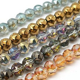 Perles en verre electroplate, facette, ronde, Trou: 1mm