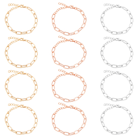 NBEADS Alloy Paperclip Chain Bracelets, with Lobster Claw Clasps, Cadmium Free & Lead Free
