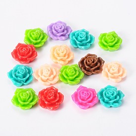 Opaque Resin Cabochons, Flower, 16x7mm