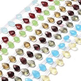 K9 Glass Beads Strands, Faceted, Teardrop