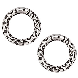 2шт 304 Кольца пружинные затворные из нержавеющей стали, кольцо с узором, для изготовления кожаных браслетов