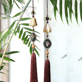 DIY Embroidery Wind Chime Kits, Including Embroidery Cloth & Thread, Needle, Embroidery Hoop, Instruction Sheet, Metal Bell