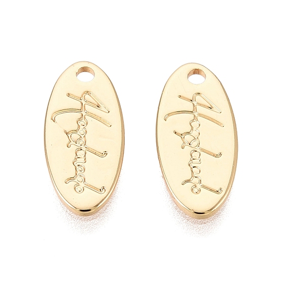 Латунные подвески, овальные подвески ручной работы со словом "handmade".