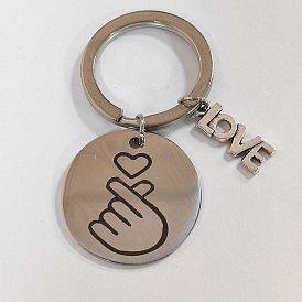 Alloy & 201 Stainless Steel Keychain, with Alloy Findings