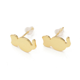 Rack Plating Brass Cat Stud Earrings for Women