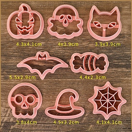 Moldes de galletas de plástico de halloween, cortador de galletas, Molde para hacer galletas con forma de murciélago, Calavera, fantasma, calabaza, bricolaje, grado alimenticio
