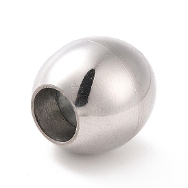 304 Stainless Steel Magnetic Clasps with Glue-in Ends, Ion Plating (IP), Drum, 13x13mm, Hole: 6mm