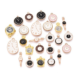 Подвески из эмали и сплава, часы, золотой свет