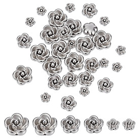 30 шт 3 стили 304 бусины из нержавеющей стали, роза