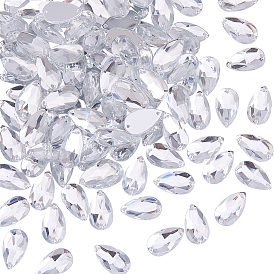 100Pcs Sew on Rhinestone, Taiwan Acrylic Rhinestone, Two Holes, Garments Accessories, Faceted Teardrop