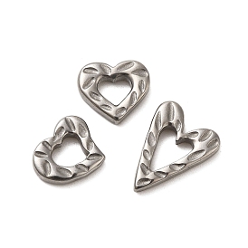 304 Stainless Steel Linking Rings, Textured Heart