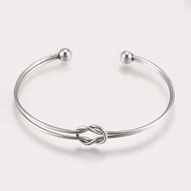201 Stainless Steel Cuff Bracelets, Knot